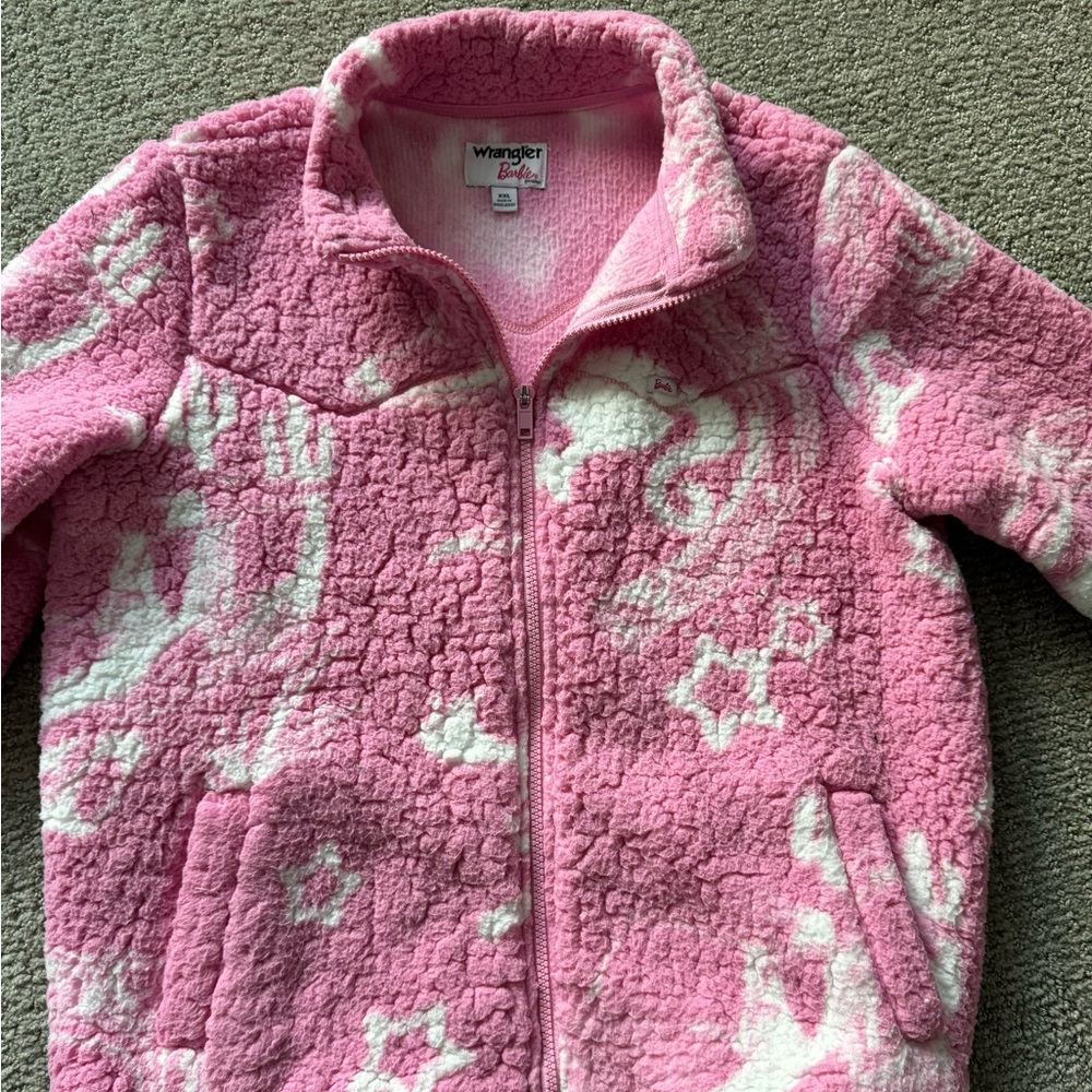 Wrangler x Barbie Girl's sizing Western Pink Sherpa Jacket size XXL - Picture 11 of 12